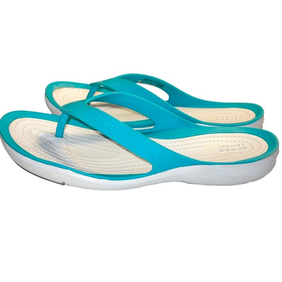 CROCS Shoes - Crocs Sandals Swiftwater Flip Flops Slip On Comfort Thongs Teal||Women’s 8 NWOT
